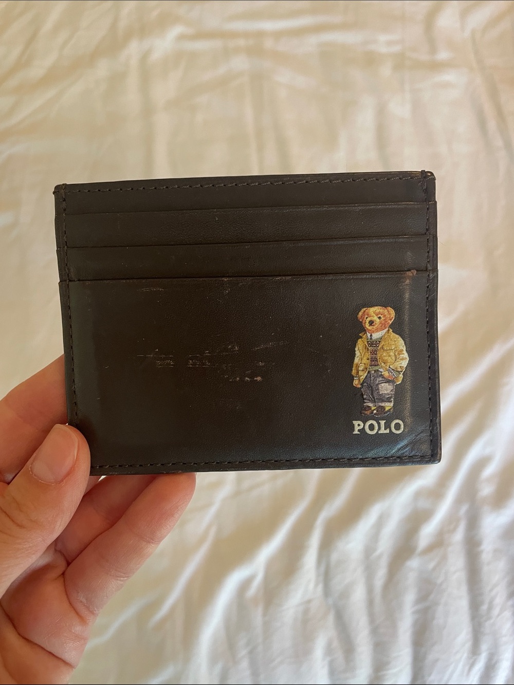 Vintage POLO Ralph Lauren brown leather card holder